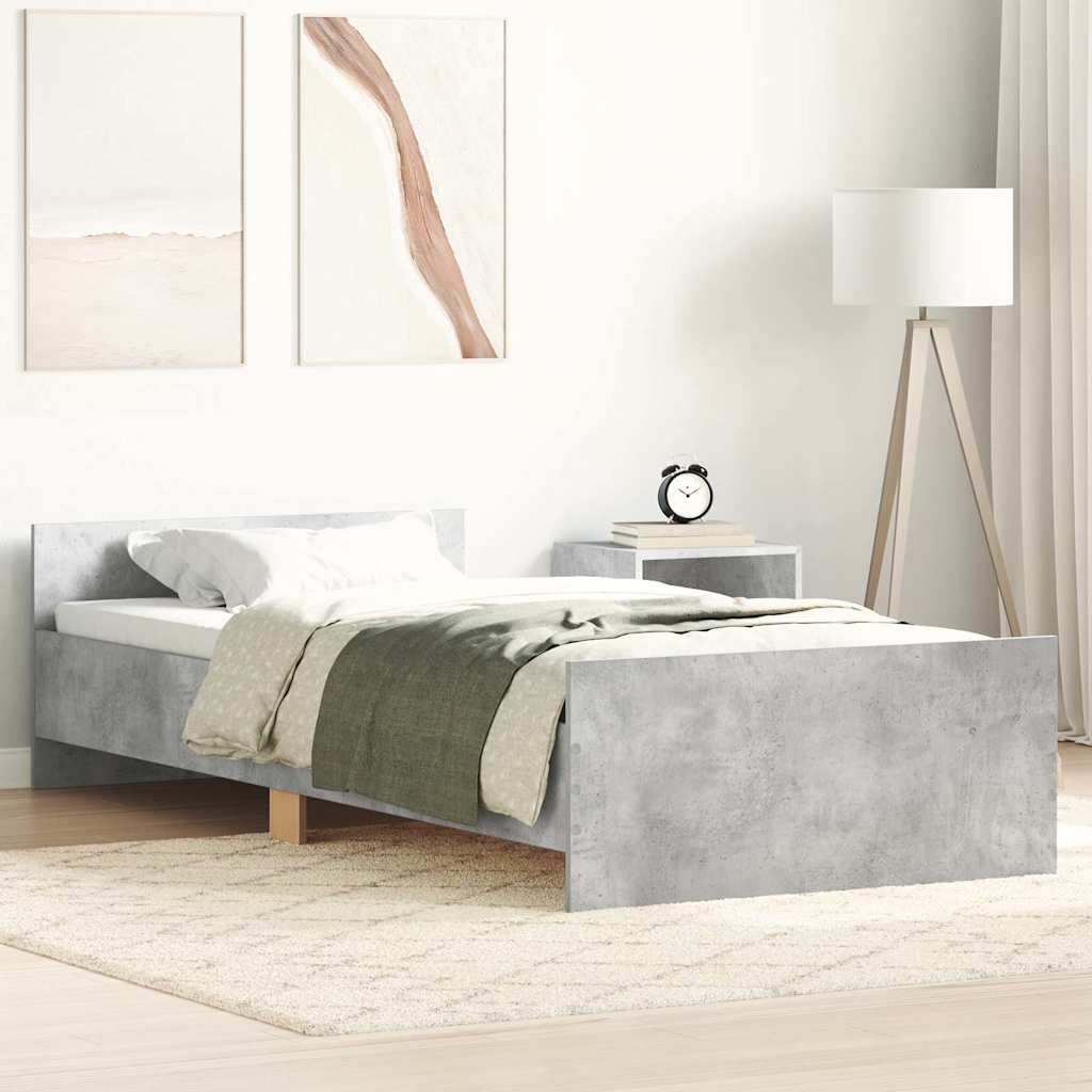 vidaXL Bed Frame without Mattress Concrete Grey 75x190 cm Small Single 1