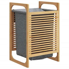 vidaXL Laundry Basket with Grey Bag 32x30x36.5 cm Bamboo 5