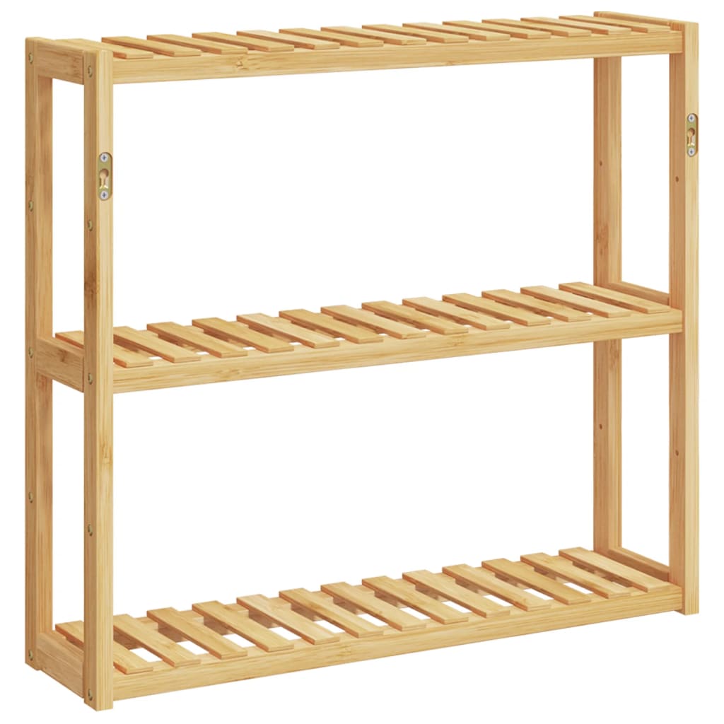 vidaXL Bathroom Shelf 3-Tier Wall-mounted 60x15x54 cm Bamboo 4