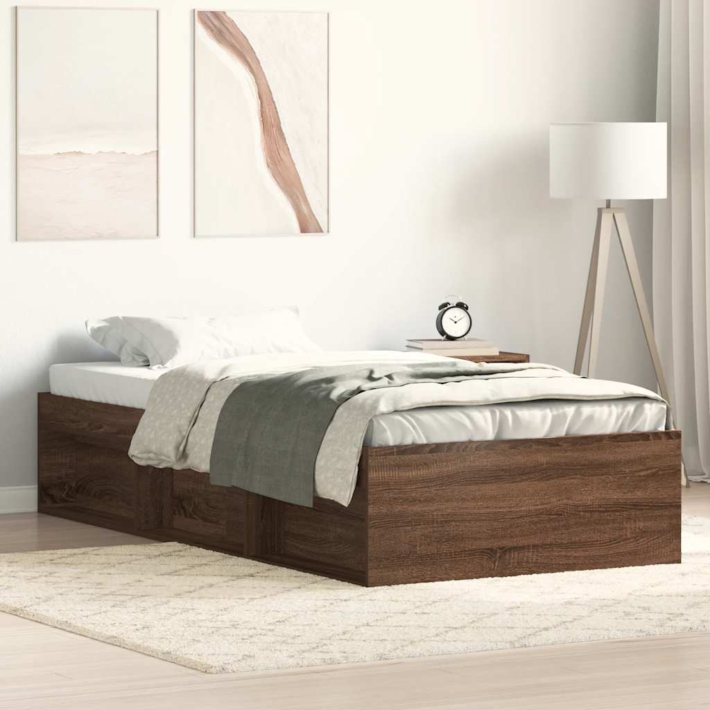 Bed Frame without Mattress 100x200 cm Brown oak