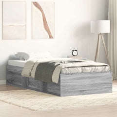 Bed Frame without Mattress 75x190 cm Small Single Grey sonoma