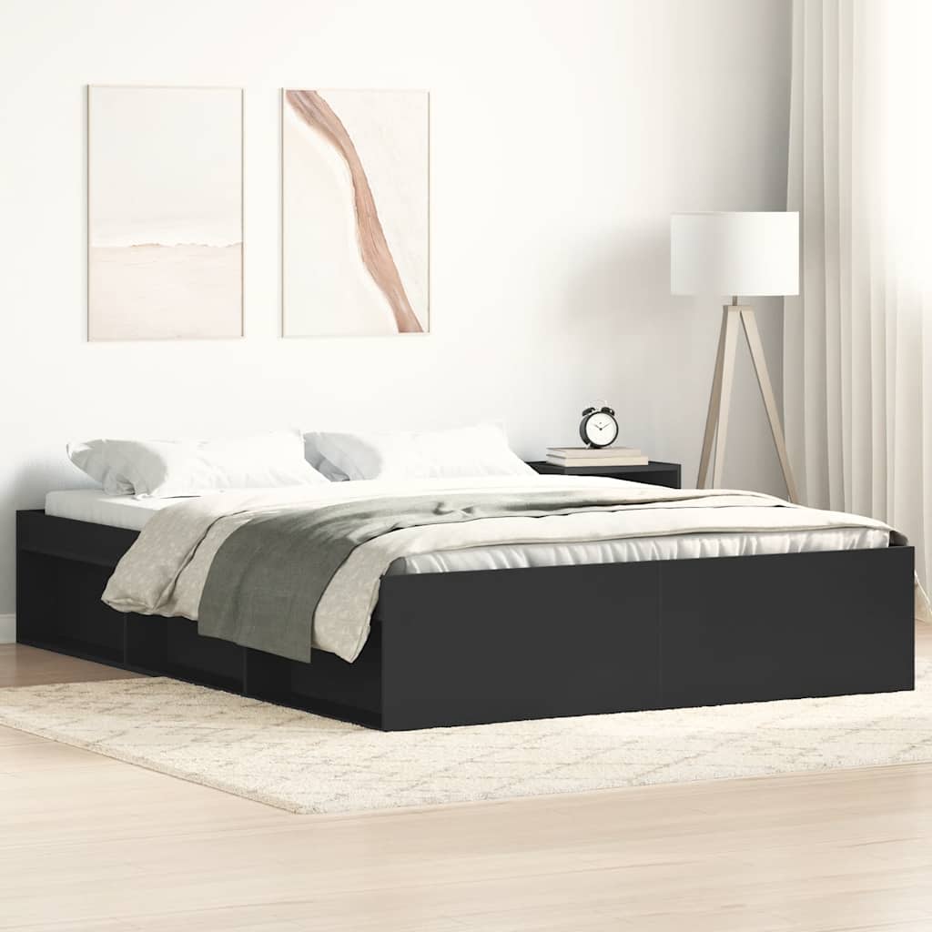 Bed Frame without Mattress 135x190 cm Double Black