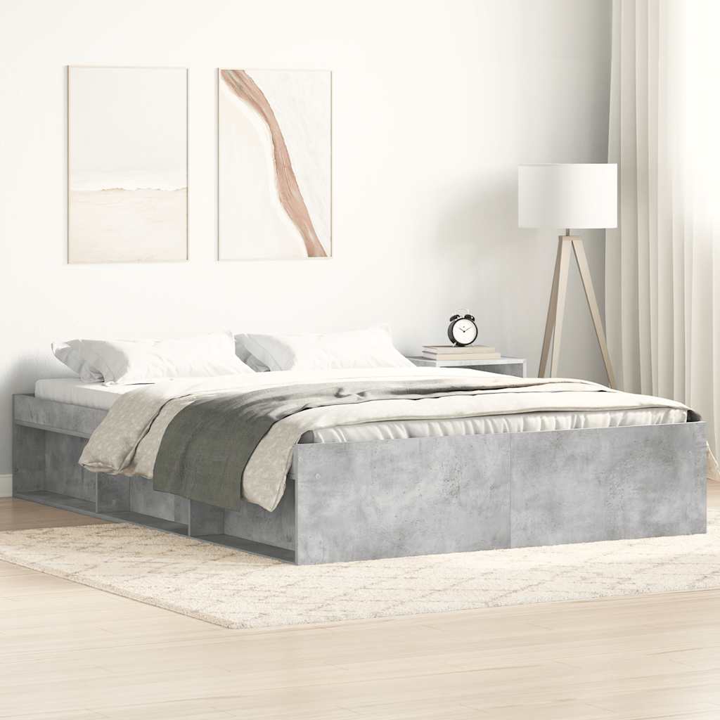 Bed Frame without Mattress 135x190 cm Double Concrete grey