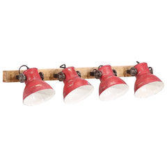 Wall Lamp 25 W Distressed 90x25 cm E27 Red Straight - 4 lamp shades