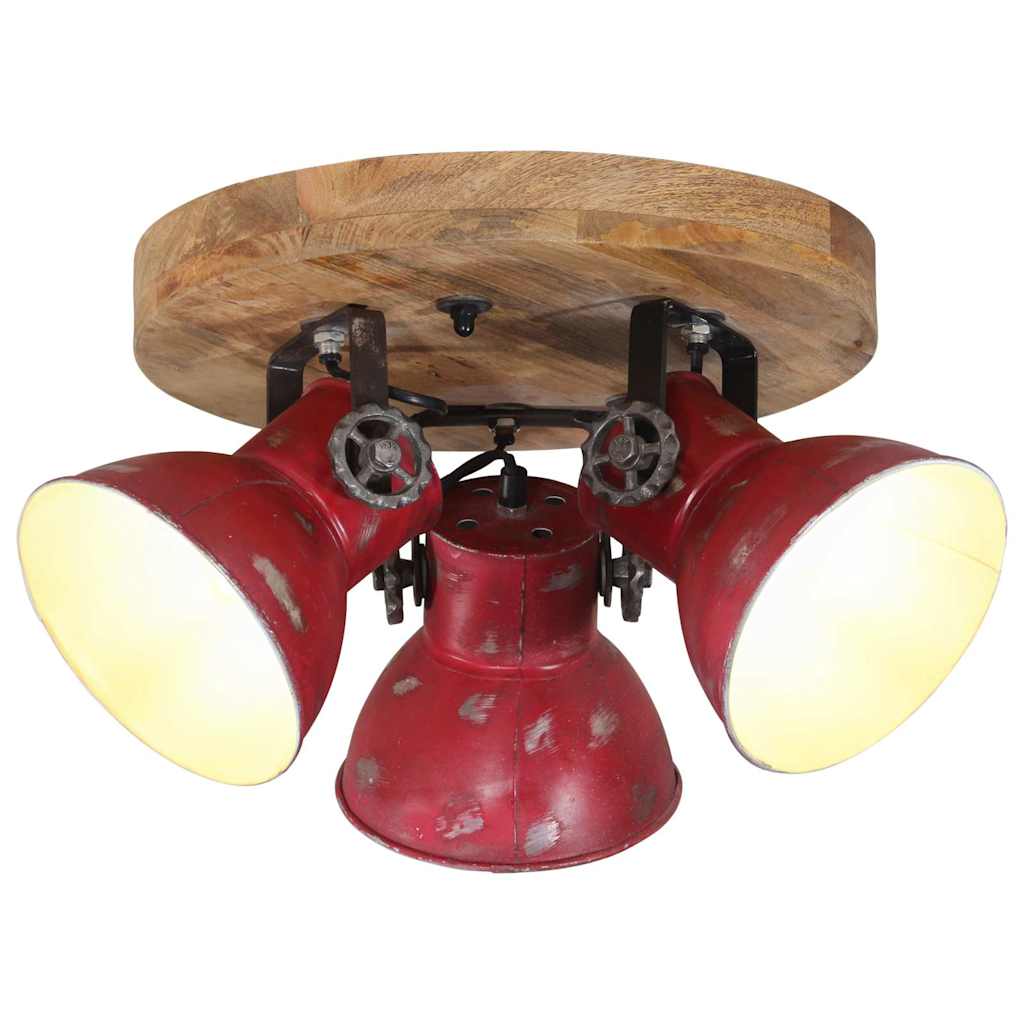 Wall Lamp 25 W Distressed 90x25 cm E27 Red Round ceiling lamp 3 shades