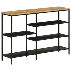 vidaXL Console Table 110x30x75 cm Solid Rough Mango Wood and Iron 3