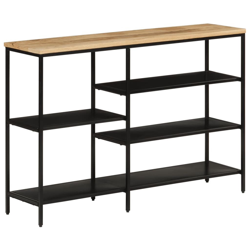 vidaXL Console Table 110x30x75 cm Solid Rough Mango Wood and Iron 4