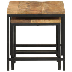 vidaXL Nesting Coffee Tables 3 pcs Solid Rough Mango Wood and Iron 4
