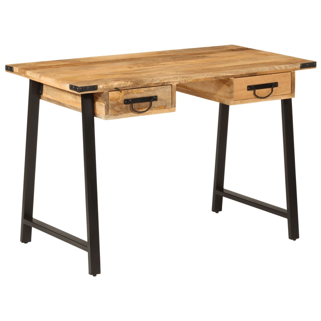 vidaXL Desk with Drawers 105x55x70 cm Solid Wood Mango and Iron 1