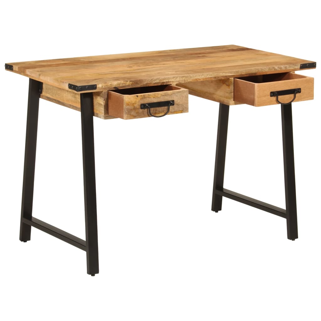 vidaXL Desk with Drawers 105x55x70 cm Solid Wood Mango and Iron 2