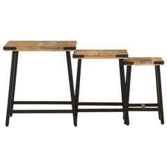 vidaXL Nesting Coffee Tables 3 pcs Solid Wood Mango and Iron 3