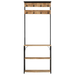 vidaXL Coat Rack with Shoe Storage 68x30x182 cm Solid Rough Mango Wood 2