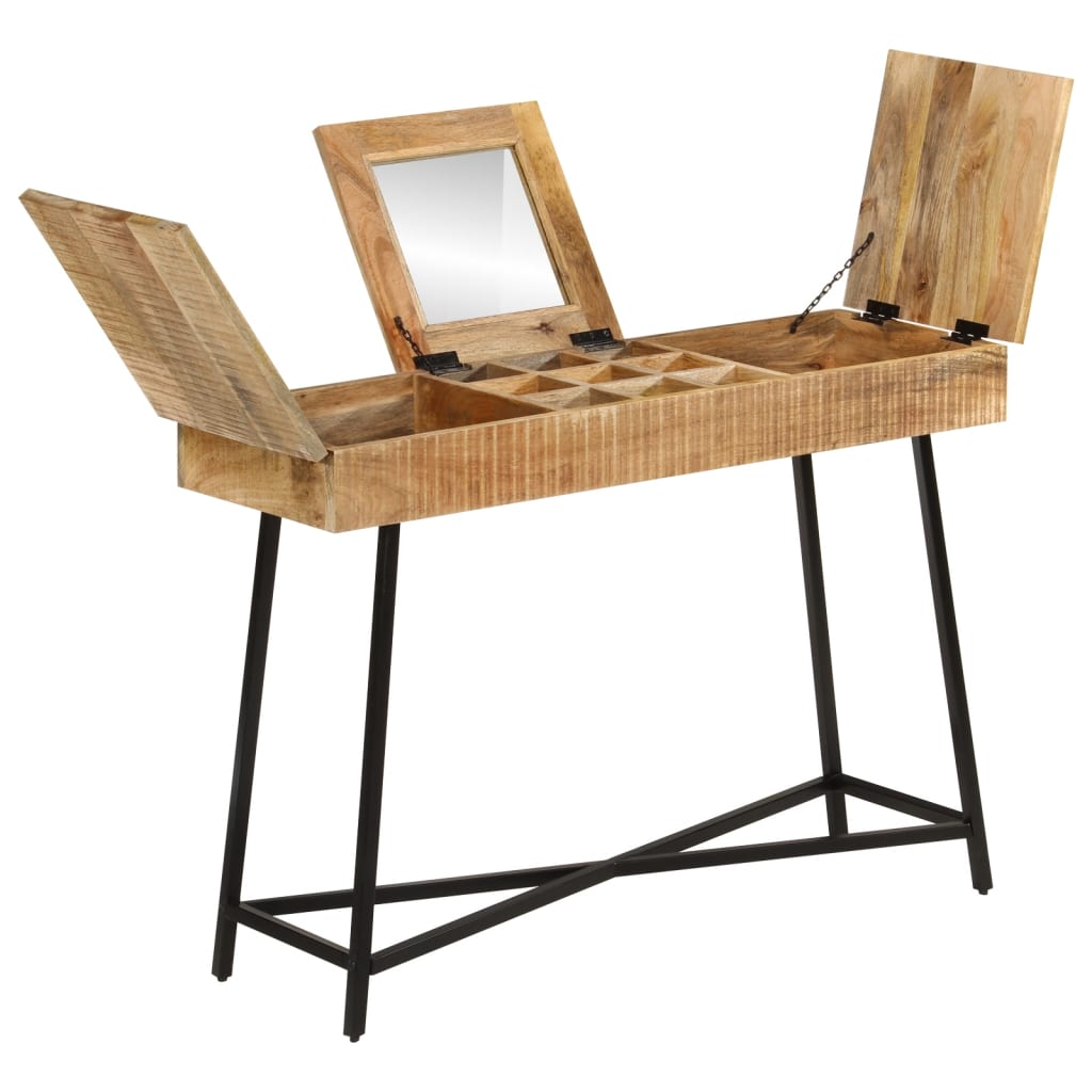 vidaXL Dressing Table 105x35x75 cm Solid Rough Mango Wood and Iron 2