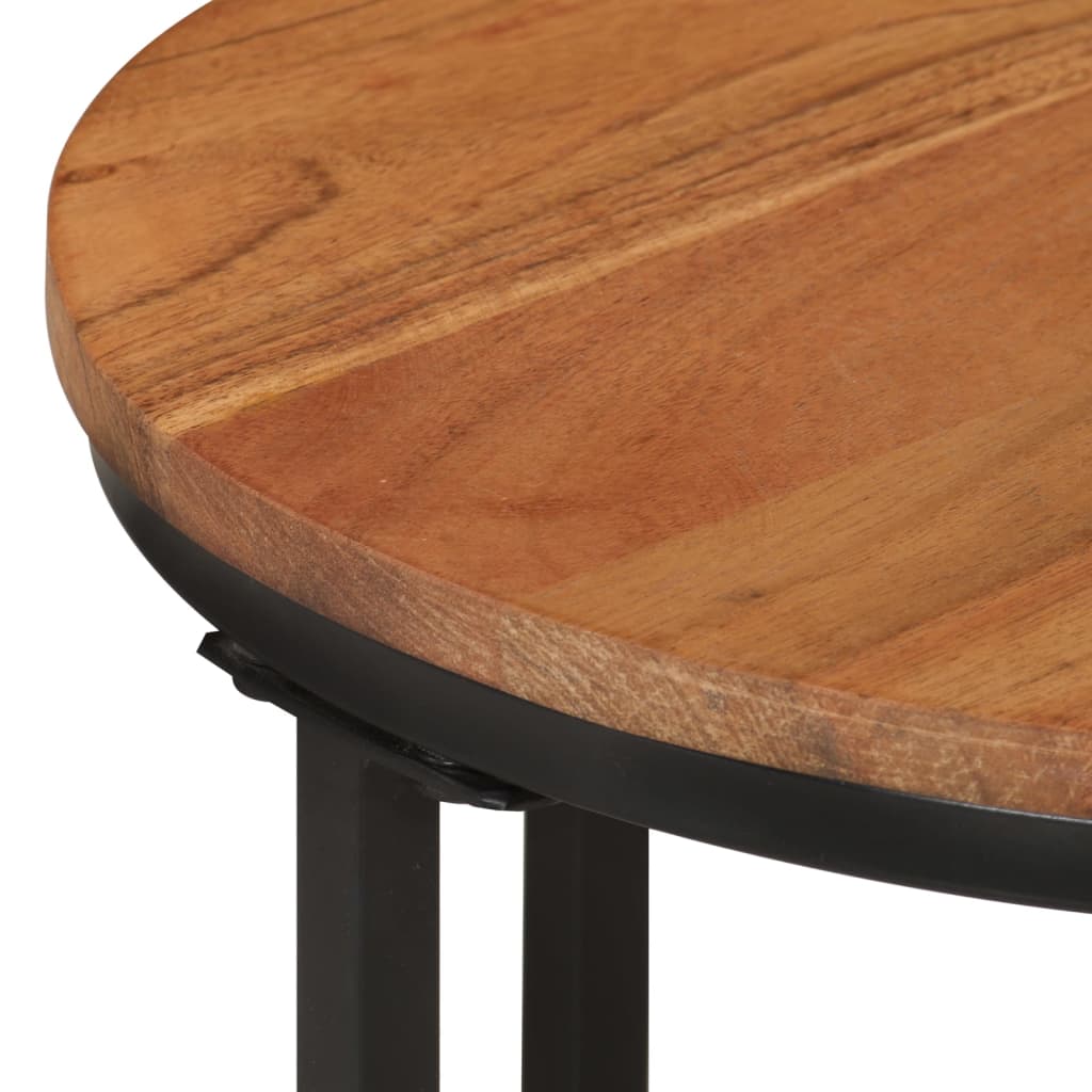 vidaXL Coffee Table 35x35x30 cm Solid Wood Acacia and Iron 4