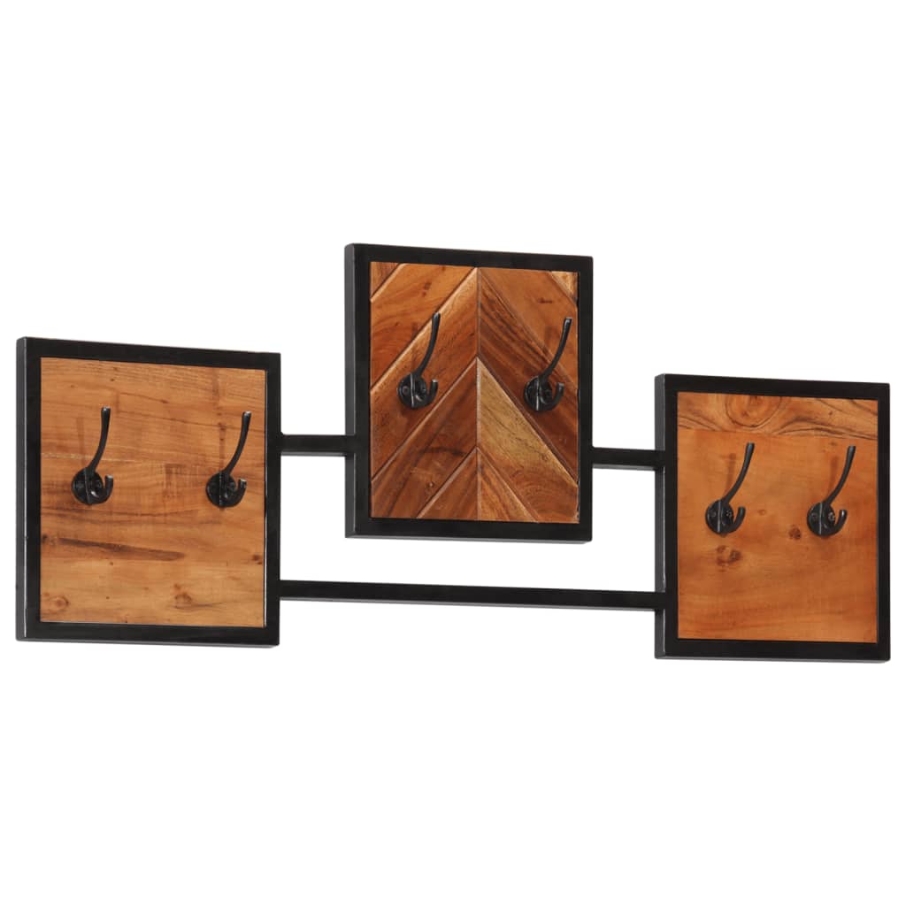 vidaXL Wall Coat Rack 90x1x35 cm Solid Wood Acacia and Iron 3