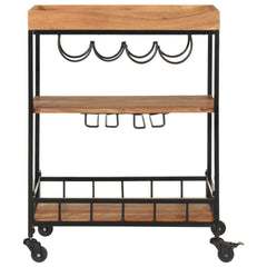 vidaXL Bar Cart 60x40x80 cm Solid Wood Acacia and Iron 2