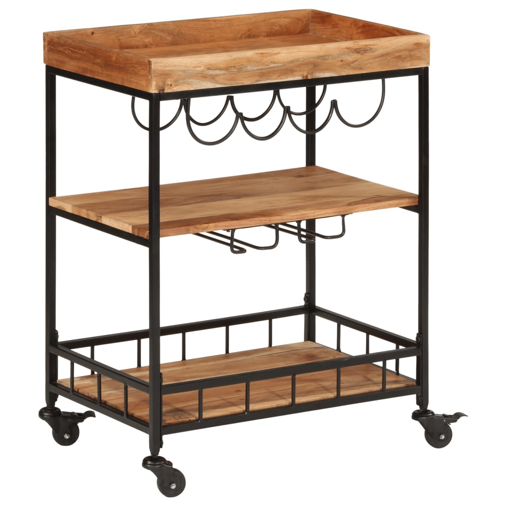 vidaXL Bar Cart 60x40x80 cm Solid Wood Acacia and Iron 3