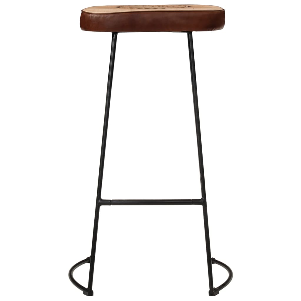 Bar Stools 2 pcs Dark Brown Leather and Canvas 44 cm 78 cm 37.5 cm