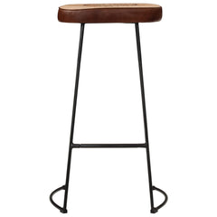 Bar Stools 2 pcs Dark Brown Leather and Canvas 44 cm 78 cm 37.5 cm