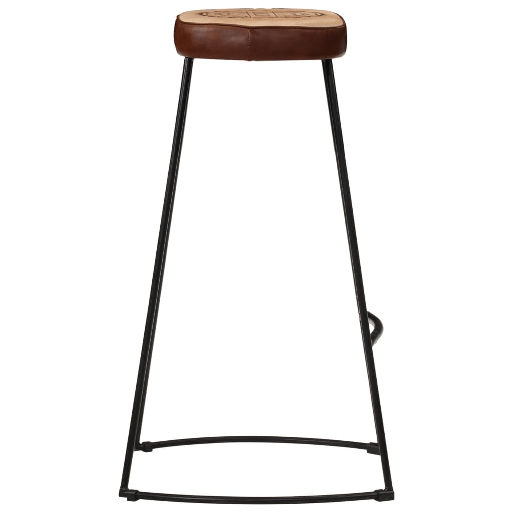 Bar Stools 2 pcs Dark Brown Leather and Canvas 44 cm 78 cm 37.5 cm