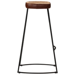 Bar Stools 2 pcs Dark Brown Leather and Canvas 44 cm 78 cm 37.5 cm