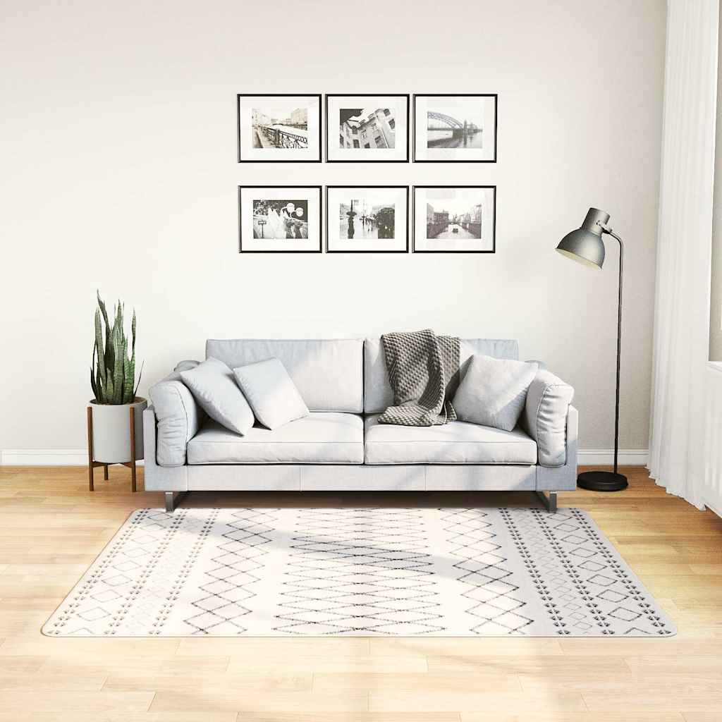 vidaXL Rug Washable Black and White 120x170 cm 1