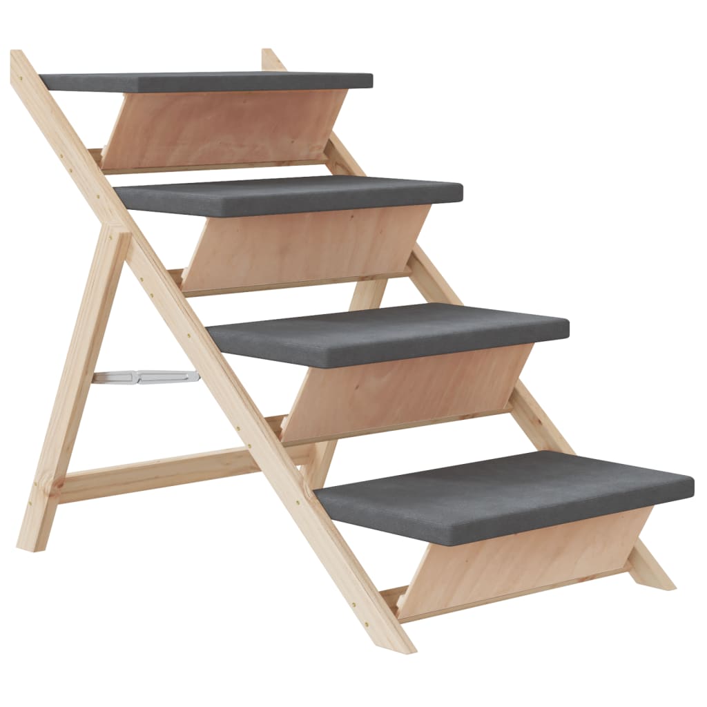 vidaXL Dog Stair Grey 105x47 cm Solid Wood Fir 2