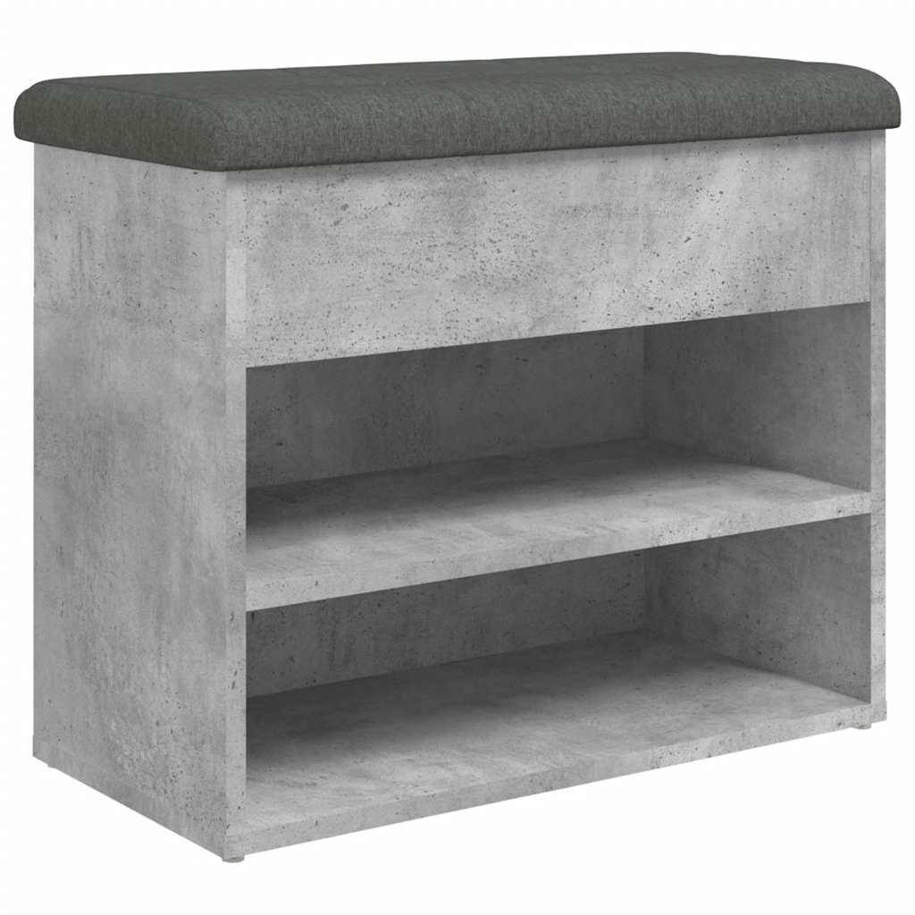 vidaXL Shoe Bench Concrete Grey 62x32x50 cm Engineered Wood 2
