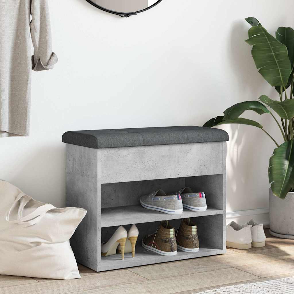 vidaXL Shoe Bench Concrete Grey 62x32x50 cm Engineered Wood 3