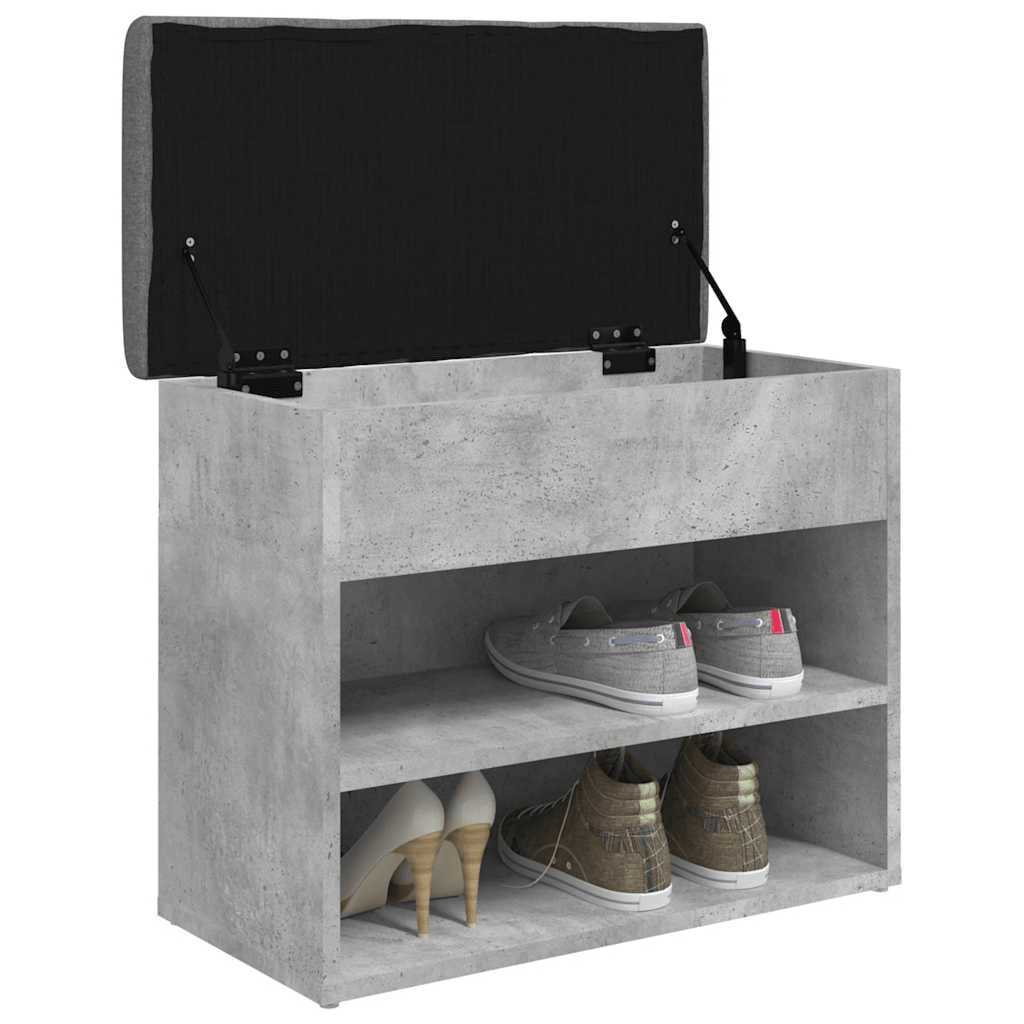 vidaXL Shoe Bench Concrete Grey 62x32x50 cm Engineered Wood 4