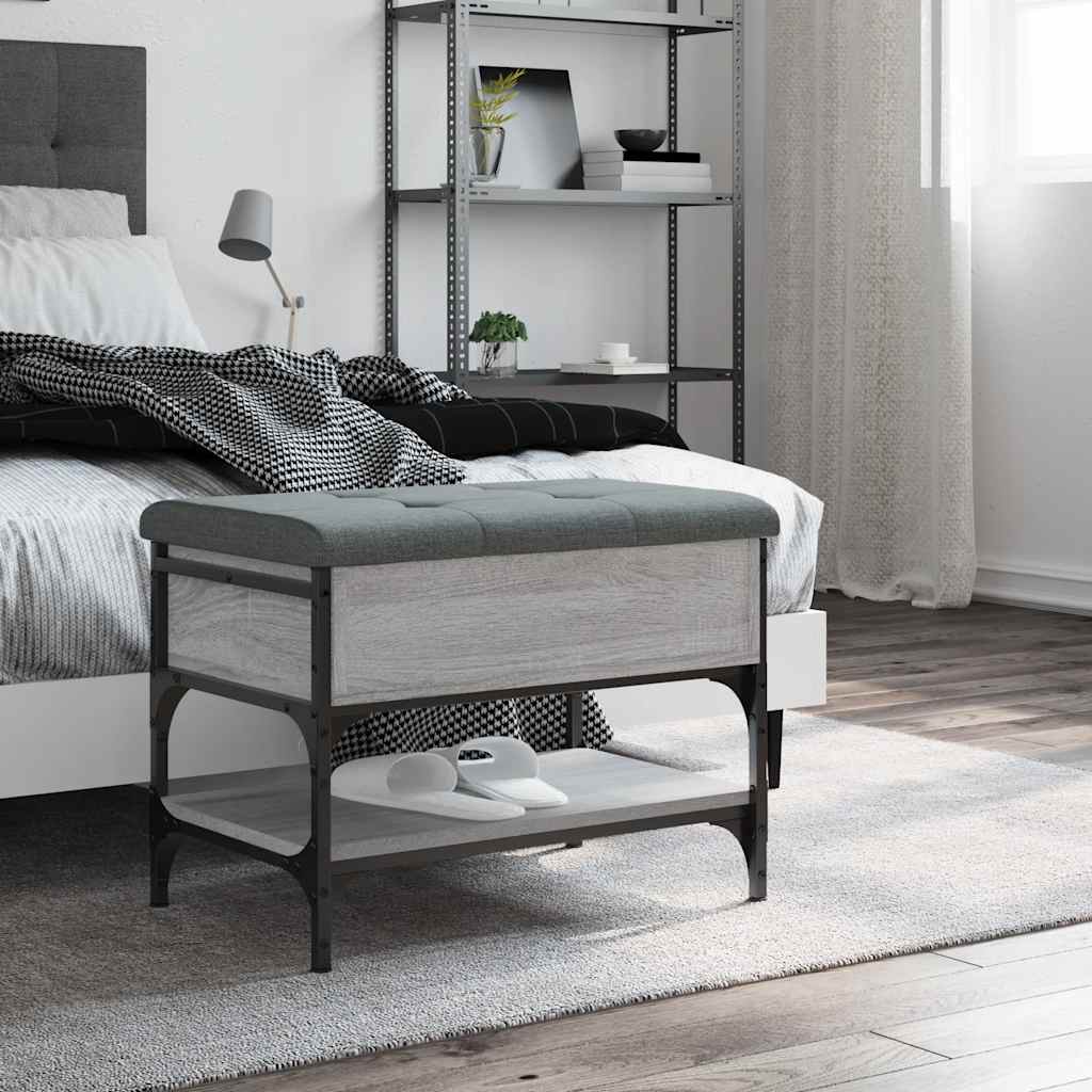 vidaXL Shoe Bench Grey Sonoma 62x42x45 cm Engineered Wood 3