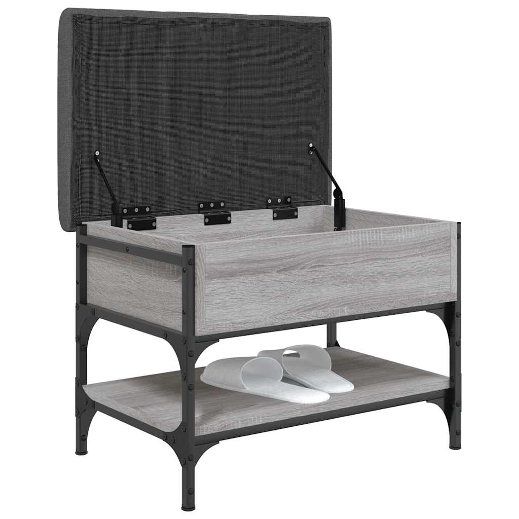 vidaXL Shoe Bench Grey Sonoma 62x42x45 cm Engineered Wood 4