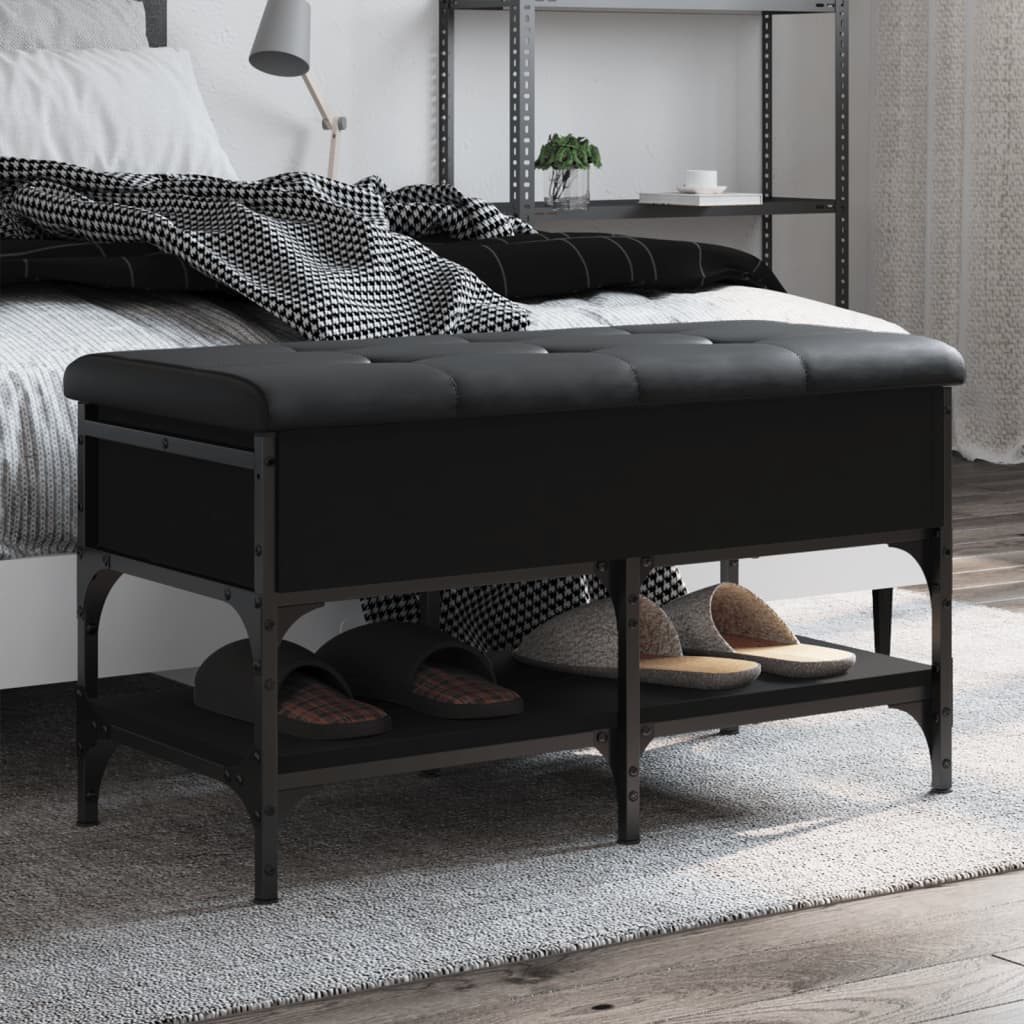 Shoe Bench Engineered Wood in Black
