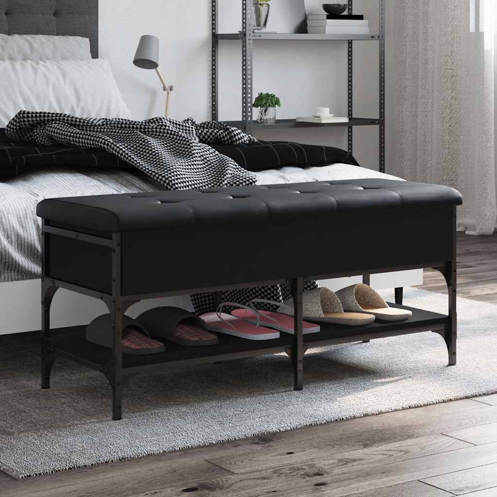 Shoe Bench Engineered Wood in Black