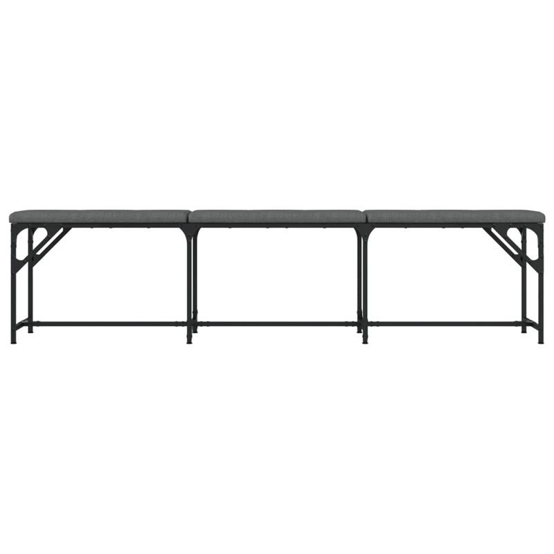 Dining Bench Dark Grey 186x32x45 cm Steel and Fabric