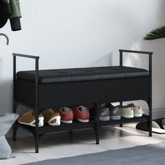 vidaXL Shoe Bench Black 85.5x42x57.5 cm Engineered Wood 1