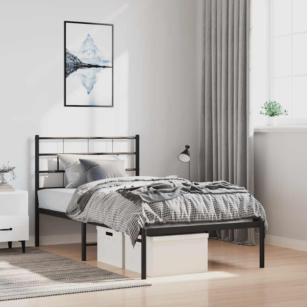 vidaXL Metal Bed Frame | Black | Steel | 100x190 cm | Metal Bed Frame 1