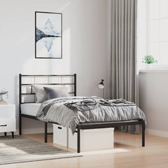 vidaXL Metal Bed Frame | Black | Powder-Coated Steel | Single | Single Bed Frame 1