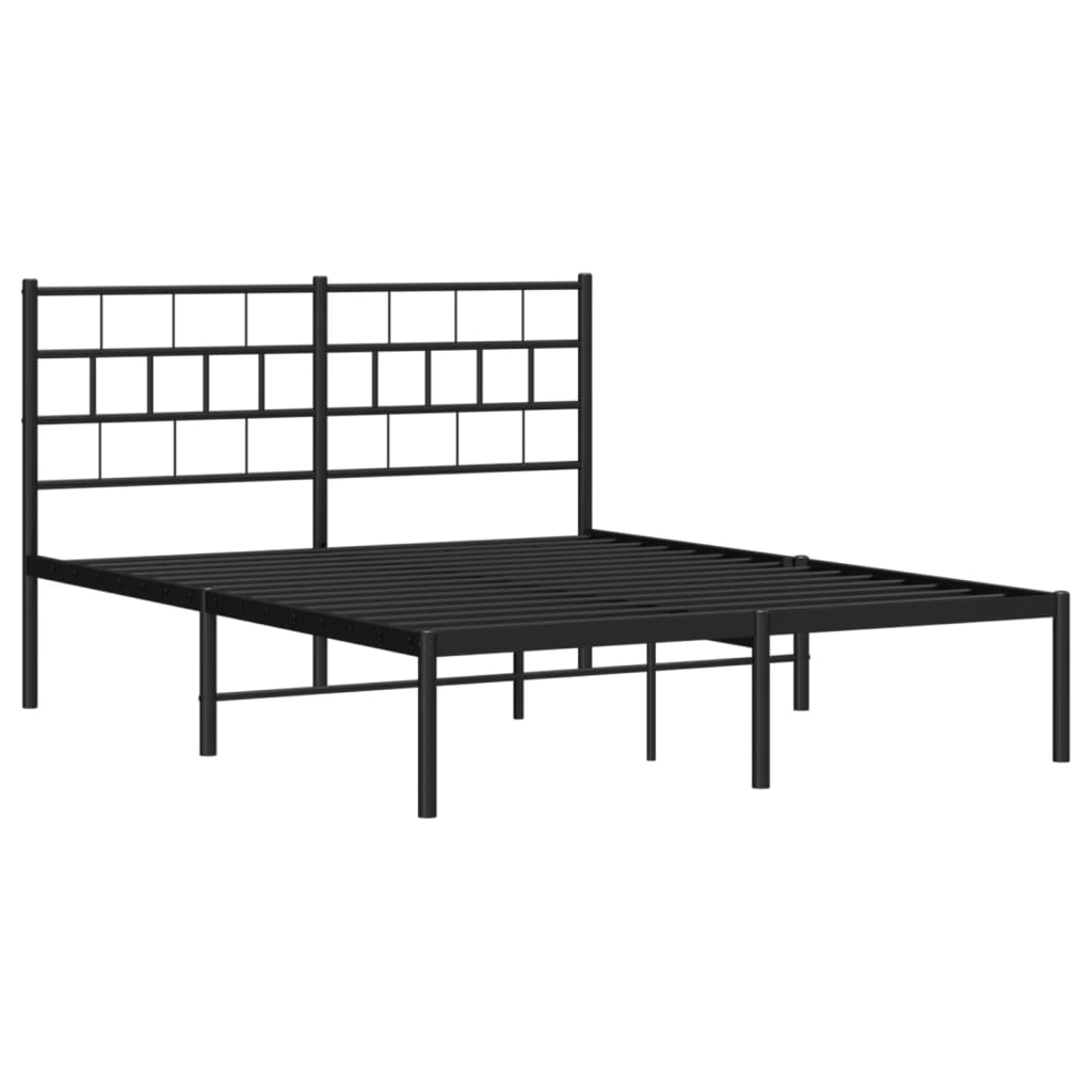 vidaXL Metal Bed Frame without Mattress with Headboard Black 120x200cm 4