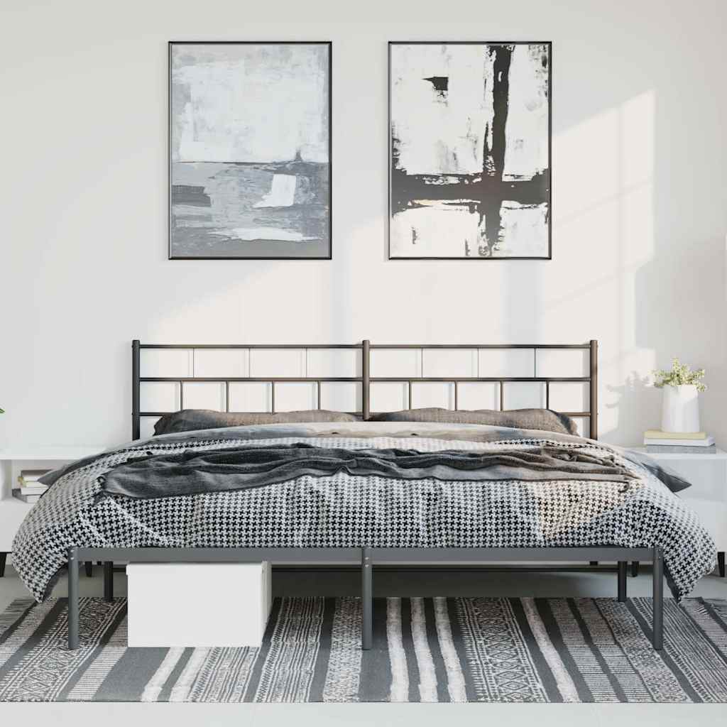 vidaXL Metal Bed Frame | Black | Powder-Coated Steel | Double | Metal Bed Frame 4