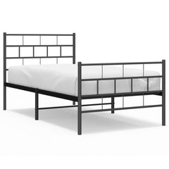 vidaXL Metal Bed Frame without Mattress with Footboard Black 90x190cm 2