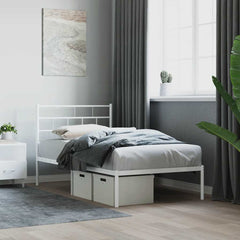 vidaXL Metal Bed Frame without Mattress with Headboard White 107x203cm 1