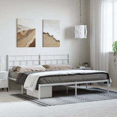 vidaXL Metal Bed Frame | White | Powder-coated steel | Double | Metal Bed Frame 1