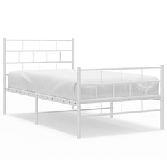 vidaXL Metal Bed Frame without Mattress with Footboard White 90x200cm 2