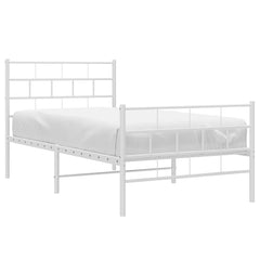 vidaXL Metal Bed Frame without Mattress with Footboard White 100x190cm 3