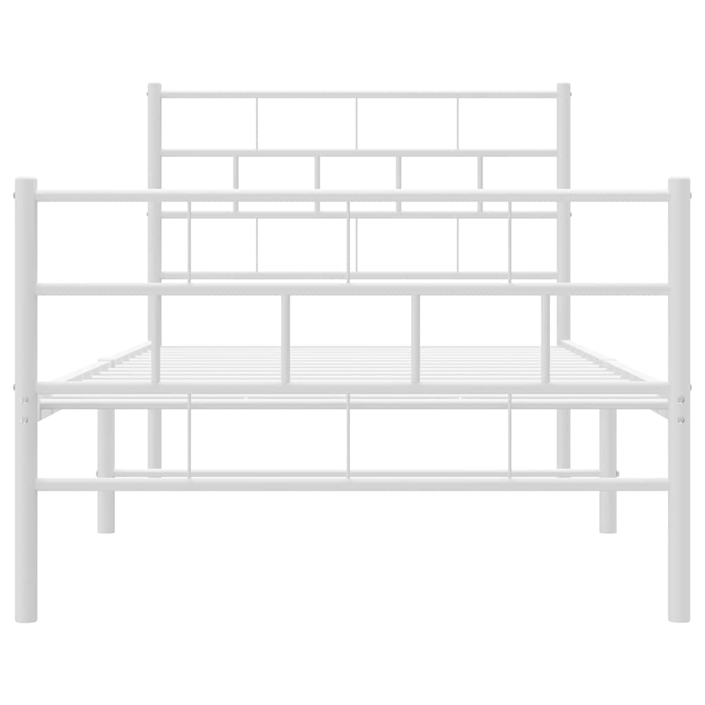 vidaXL Metal Bed Frame without Mattress with Footboard White 100x190cm 6