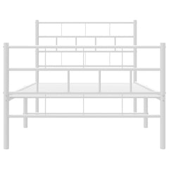 vidaXL Metal Bed Frame without Mattress with Footboard White 100x190cm 6