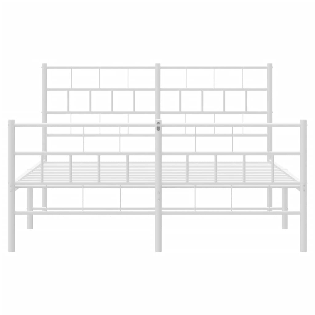 vidaXL Metal Bed Frame without Mattress with Footboard White 140x190cm 5