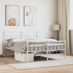 vidaXL Metal Bed Frame without Mattress with Footboard White 140x190cm 1