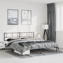vidaXL Metal Bed Frame without Mattress with Headboard Black 183x213cm 3